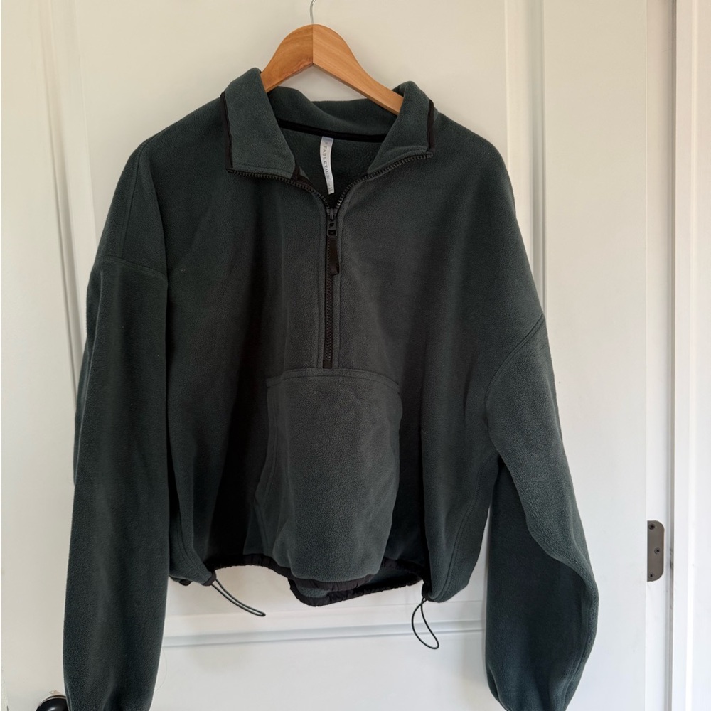 Dark Green Quarter-Zip Fleece Pullover Fabletics